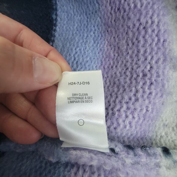 Sundry Sweater Womens S Striped Fuzzy Knit Cropped Pullover Soft Lilac Blue - Picture 11 of 11